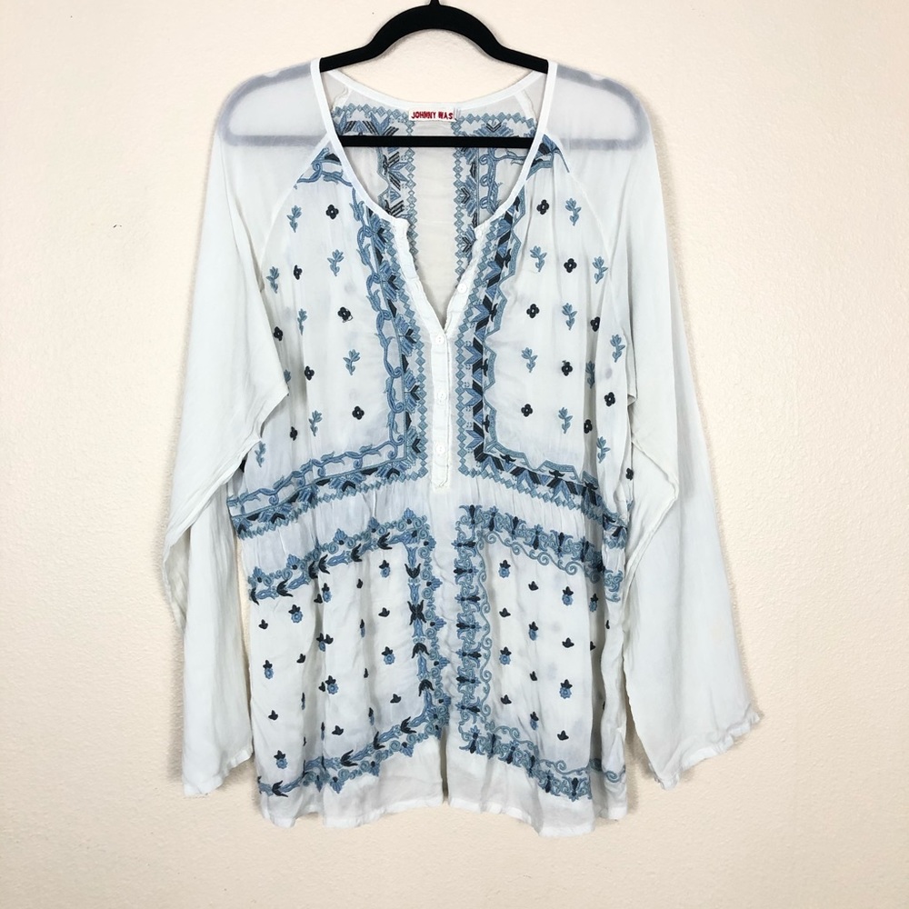 Johnny Was Embroidered Sheer Tunic XL